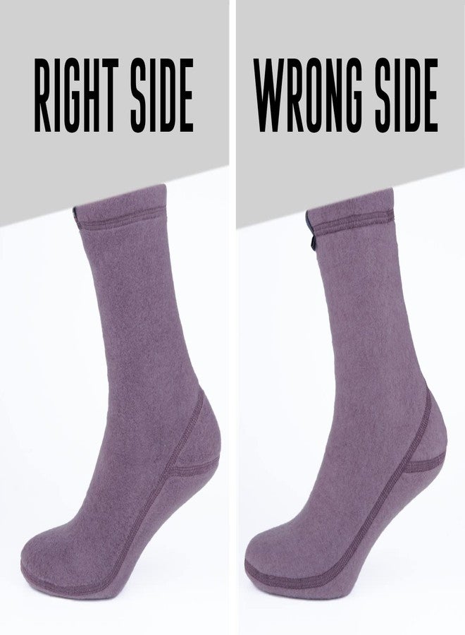 CheshKit Cozy Warm Boot Liner Slipper Socks - Hiking Sport - Polartec Fleece Winter Socks (1 Pair Pack, Small, Dark Grape) - Image 3